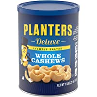 PLANTERS Deluxe Lightly Salted Whole Cashews, 1lb 2.25oz . Resealable Canister - Lightly Salted Cashews & Lightly Salted…