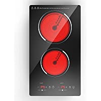 VBGK Electric Ceramic Cooktop, 12 Inch Built-in Radiant Electric Stove Top, 110V Ceramic Electric Stove with 2 Burners…