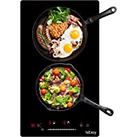 Electric Cooktop Ceramic Stove 2 Burners 12" Built-in Countertop Burners Cooker Satin Glass in Black Child Safety Lock…