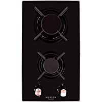 NOXTON 30cm Built-in Domino Gas Cooktop, Gas Stove Top 2 Sealed Burners, Black Glass Cooker Hob 2 Burners with LPG Kit…
