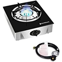 Camplux Propane Stove with Auto Ignition, Single Burner Propane Stoves 9,500 BTU, Tempered Glass Gas Cooktop