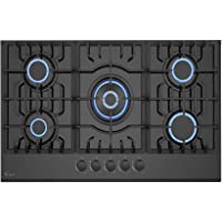 Empava 30 in. Gas Stove Cooktop 5 Italy Sabaf Sealed Burners NG/LPG Convertible in Black Tempered Glass, 30 Inch