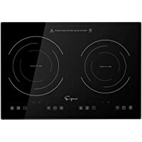 Empava Electric Induction Cooktop Stove with 2 Burners in Black Vitro Ceramic Smooth Surface Glass 120V, 12 Inch