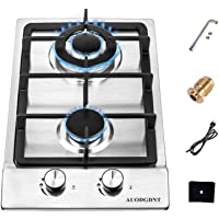Gas Stove Gas Cooktop 2 Burners,12 Inches Portable Stainless Steel Built-in Gas Hob LPG/NG Dual Fuel Easy to Clean for…