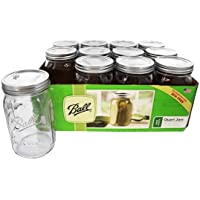Ball Mason 32 oz Wide Mouth Jars with Lids and Bands, Set of 12 Jars.