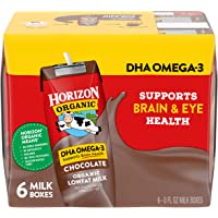 Horizon Organic Shelf-Stable 1% Lowfat Milk Boxes with DHA Omega-3, Chocolate, 8 oz., 6 Pack (Pack 3)