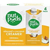 nutpods Original, (4-Pack), Unsweetened Dairy-Free Creamer, Made from Almonds and Coconuts, Whole30, Gluten Free, Non…