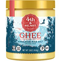 Himalayan Pink Salt Grass-Fed Ghee Butter by 4th & Heart, 16 Ounce, Keto, Pasture Raised, Non-GMO, Lactose Free…