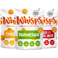 Whisps Cheese Crisps - Parmesan, Asiago, and Cheddar Cheese Snacks, Keto Snacks, 22-29g of Protein Per Bag, Low Carb…