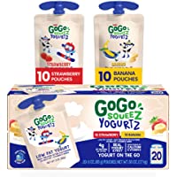 GoGo squeeZ yogurtZ Variety Pack, Strawberry, Banana, 3 oz. (20 Pouches) - Pantry Friendly Kids Snacks Made from Real…