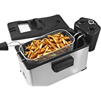 Elite Gourmet EDF-3500 Electric Immersion Deep Fryer. Removable Basket, Timer Control Adjustable Temperature, Lid with…