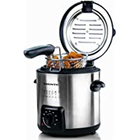 Ovente Electric Oil Deep Fryer 0.9 Liter with Stainless Steel Basket and Temperature Control, 840 Watt Power with…
