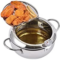 Prodent Deep Fryer Pot,304 Stainless Steel Oil Fryer with Lid,Frying Pot with Thermometer,Deep Frying Pan for Kitchen…