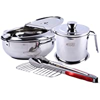 MOSHIF Stainless steel tempura deep frying pot/pan with lid - Japanese style tempura fryer pot with Thermometer and Oil…