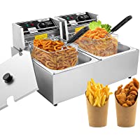 Professional-style Deep Fryer with Dual Baskets, 3600W 2x6L Stainless Steel Electric Commercial Deep Fryers, for Turkey…