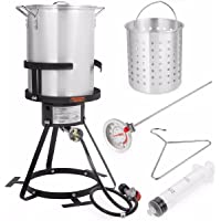 Barton Deluxe 30 QT Aluminum Turkey Deep Fryer Pot Boiling Lid Seafood Cajun Gas Stove Burner Stand Injector Thermometer…