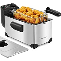 Aigostar Deep Fryer with Basket, 3L/3.2Qt Stainless Steel Electric Deep Fat Fryer with Temperature Limiter for Frying…