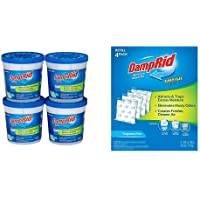 DampRid Pure Linen Refillable Moisture Absorber - 10.5oz Cups - 4 Pack & Fragrance Free Absorber 10.5 oz. Easy Fill…