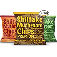 Yuguo Farms | Premium Shiitake Mushroom Chips | Variety Flavor | Non-GMO Certified | 1.5 oz bag | Pack of 3