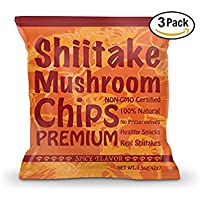 Yuguo Farms | Premium Shiitake Mushroom Chips | Spicy Flavor | Non-GMO Certified | 1.5 oz bag | Pack of 3
