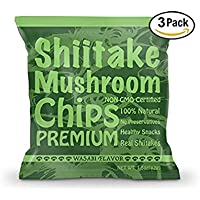Yuguo Farms | Premium Shiitake Mushroom Chips | Wasabi Flavor | Non-GMO Certified | 1.5 oz bag | Pack of 3