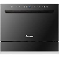 COSTWAY Countertop Dishwasher, 6 Place Setting Built-in Dishwasher with 72 H Preserve, Air Dry Function, LED Touch…