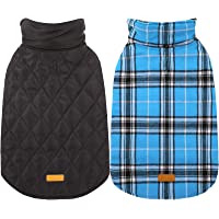 Kuoser Cozy Waterproof Windproof Reversible British Style Plaid Dog Vest Winter Coat Warm Dog Apparel for Cold Weather…