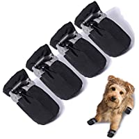 TEOZZO Dog Shoes Paw Protector, Anti-Slip Dog Boots Pet Booties with Reflective Straps for Small Medium Dogs 4PCS/12PCS