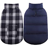 Kuoser British Style Plaid Dog Winter Coat, Windproof Water Repellent Cozy Cold Weather Dog Coat Fleece Lining Dog…