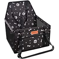 SWIHELP Pet Car Booster Seat Travel Carrier Cage, Oxford Breathable Folding Soft Washable Travel Bags for Dogs Cats or…