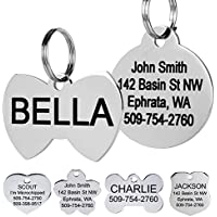 GoTags Stainless Steel Pet ID Tags, Personalized Dog Tags and Cat Tags, up to 8 Lines of Custom Text, Engraved on Both…