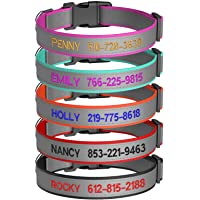 Custom Dog Collar,Reflective Dog Collar with Name and Phone Number in Pink,Black,Red,Orange and Grass Blue,for Boy and…
