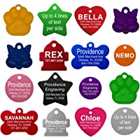 Providence Engraving Pet ID Tags - Small or Large Personalized Anodized Aluminum Pet ID Tags in Bone, Round, Star, Heart…