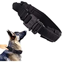 Tactical Dog Collar Military Dog Collar Adjustable Nylon Dog Collar Heavy Duty Metal Buckle with Handle for Dog Training