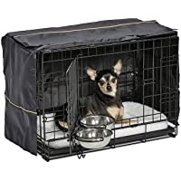 MidWest iCrate Starter Kit | The Perfect Kit for Your New Dog Includes a Dog Crate, Dog Crate Cover, 2 Dog Bowls & Pet…