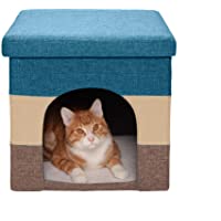 Furhaven Pet House for Cats, Kittens, and Small Dogs - Ottoman Footstool Dog House and Storage, Felt Cubby Cat Bed House…