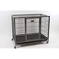 37" Homey Pet Heavy Duty Metal Open Top Cage w/ Floor Grid, Casters and Tray