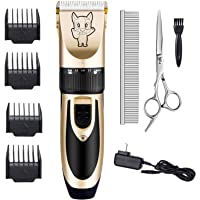 Dog Grooming Kit Clippers, Low Noise, Electric Quiet, Rechargeable, Cordless, Pet Hair Thick Coats Clippers Trimmers Set…