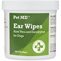 Pet MD - Dog Ear Cleaner Wipes - Otic Cleanser for Dogs to Stop Ear Itching, and Infections with Aloe and Eucalyptus…