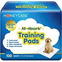 Honey Care All-Absorb, Large 22" x 23", 100 Count, Dog and Puppy Training Pads, Ultra Absorbent and Odor Eliminating…