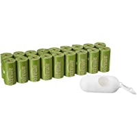 Amazon Basics Dog Poop Bags with Dispenser and Leash Clip - Scented or Unscented, Large 9x13-Inch Bags, Green