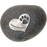 Quotable Cuffs Pet Memorial Forever in My Heart Paw Print Stone for Dogs or Cats - Sympathy Remembrance Stone by Whitney…