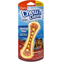 Hartz Chew ‘n Clean Dental Duo Dog Chew Toy, Dog Toy & Bacon Flavored Treat in One, Color & Toy Size Varies