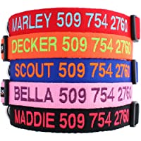 GoTags Personalized Dog Collar, Custom Embroidered with Pet Name and Phone Number in Blue, Black, Pink, Red and Orange…
