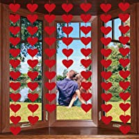 72 Red Hearts Felt Garland - NO DIY - Valentines Day Red Heart Hanging String Garland - Valentines Day Decor - Valentine…