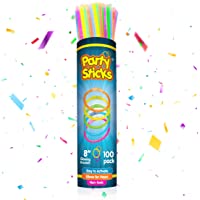 PartySticks Glow Sticks Party Supplies 100pk - 8 Inch Glow in the Dark Light Up Sticks Party Favors, Glow Party…