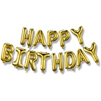 Happy Birthday Banner (3D Gold Lettering) Mylar Foil Letters | Inflatable Party Decor and Event Decorations for Kids and…