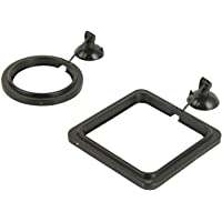 ZRDR Fish Feeding Ring, 2 Pack Black Aquarium Floating Food Feeder Circle Small Round and Square with Flexible Lever…