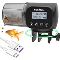 Noodoky Automatic Fish Feeder, Rechargeable 2000mAh Easy Setup Auto Fish Food Dispenser with USB Cable, Timed Feeder for…