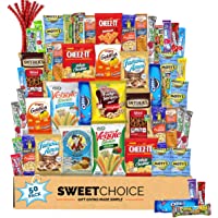 Snack Box Variety Pack (50 Count) Candy Gift Basket - College Student Care Package, Prime Food Arrangement Chips…